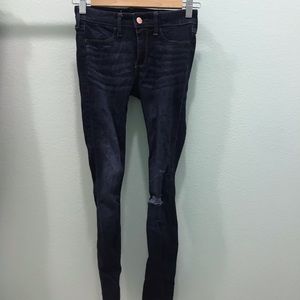 low rise dark wash ripped jeggings